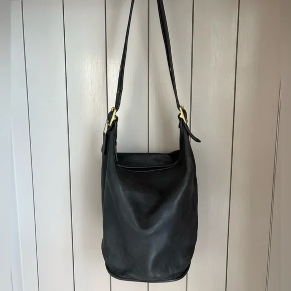 Coach 9085 XL Feed Sac Duffel Bag Black Vintage Leather 90s - Picture 12 of 14